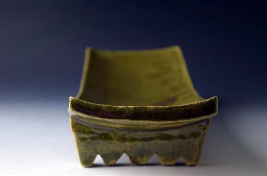 織部 足付 長角皿 魯山人