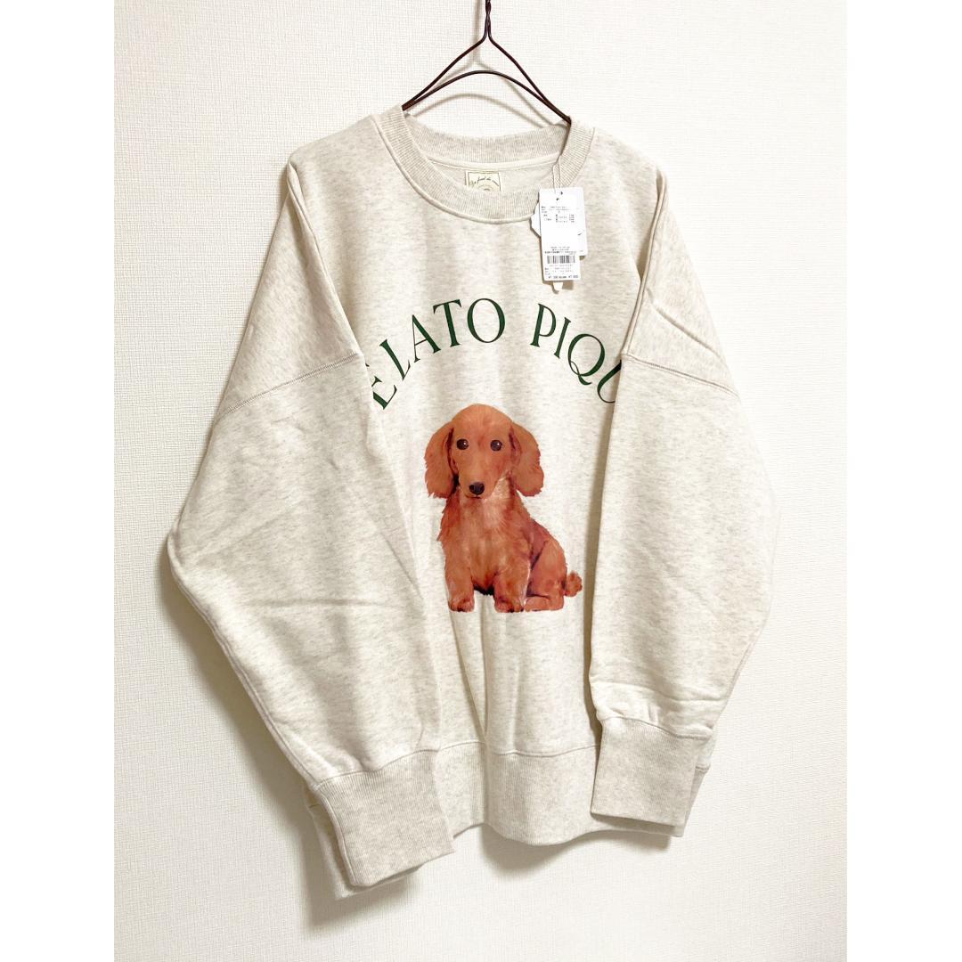 gelato pique 新品 DOG柄 ワンポイント 裏毛プルオーバー