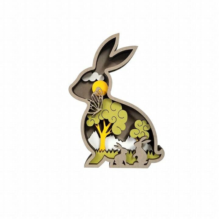 3D木製置物 】うさぎ兎★ アートオブジェ置き物グッズ雑貨かわいい可愛い 動物