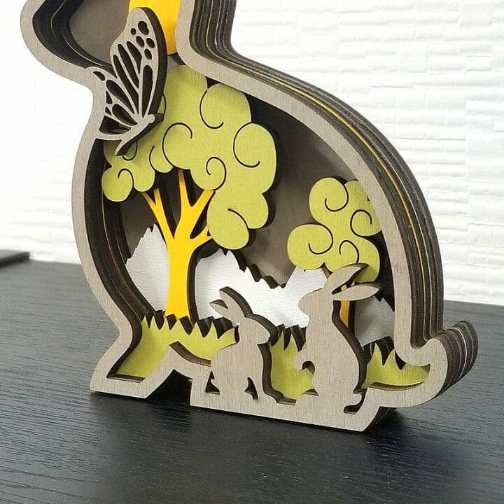 3D木製置物 】うさぎ兎★ アートオブジェ置き物グッズ雑貨かわいい可愛い 動物