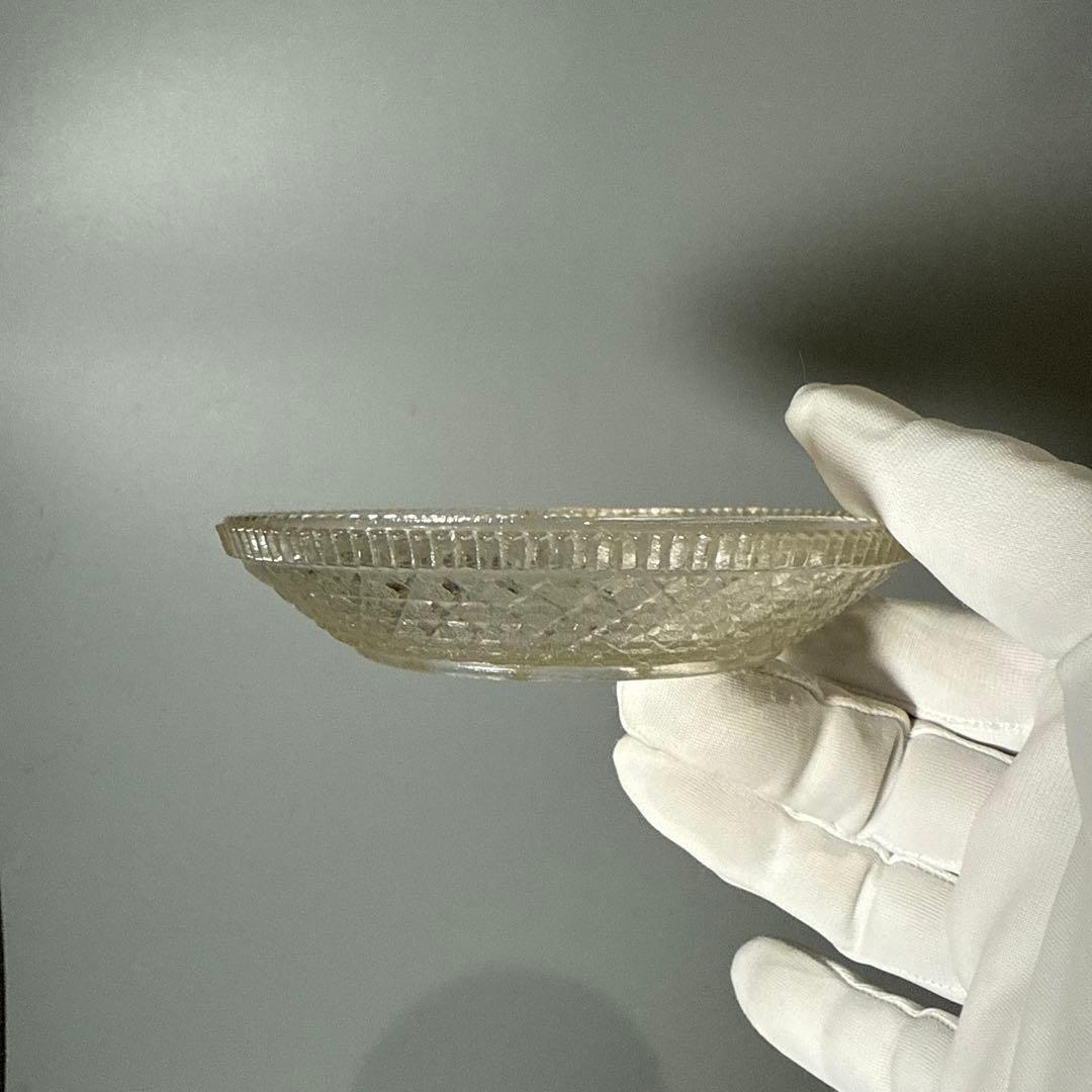 アンティークガラス　ギアマン　ウランガラス　共箱有り　12客　小皿　旧家所蔵品