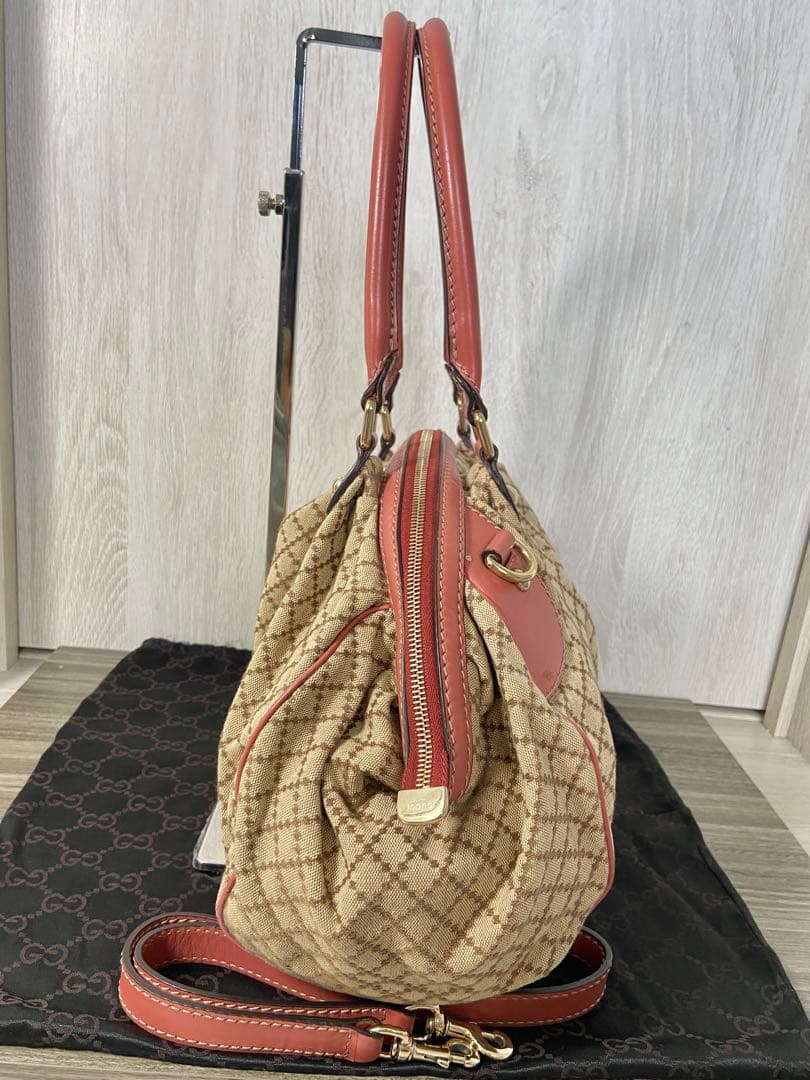 グッチ　ディアマンテ　2way トートバッグ キャンバス　インターロッキング