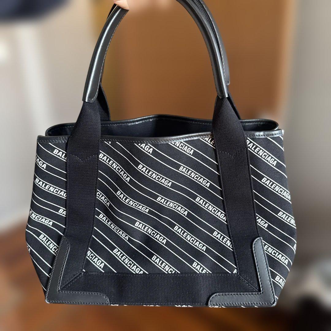 BALENCIAGA バレンシアガ ロゴ総柄 ミニトートバッグ ブラック