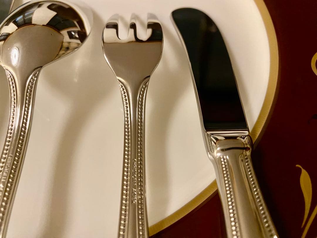 【ラス1☆お手入れ楽々☆ステンレス製】クリストフル パール カトラリーセット