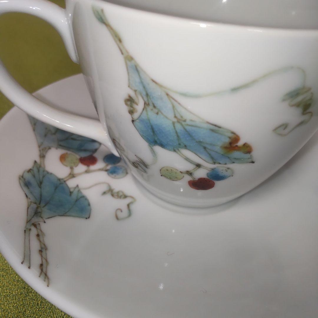 九谷焼 平野由佳 伝統工芸士 由佳 花 カップ&ソーサー 2客 レア 木箱