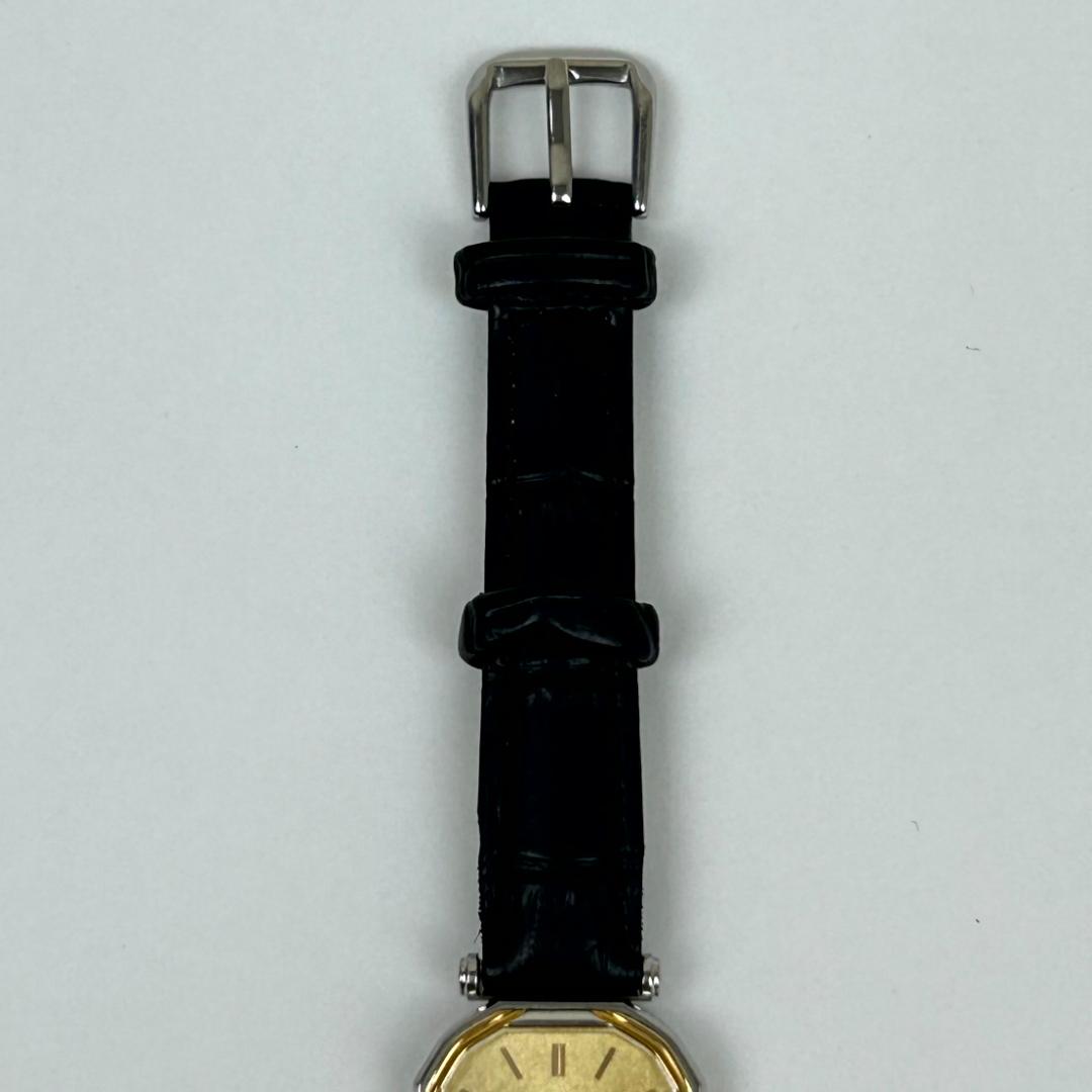 【良品・稼働品】クレドール 14金 ベゼル K14 金色文字盤　新品革ベルト