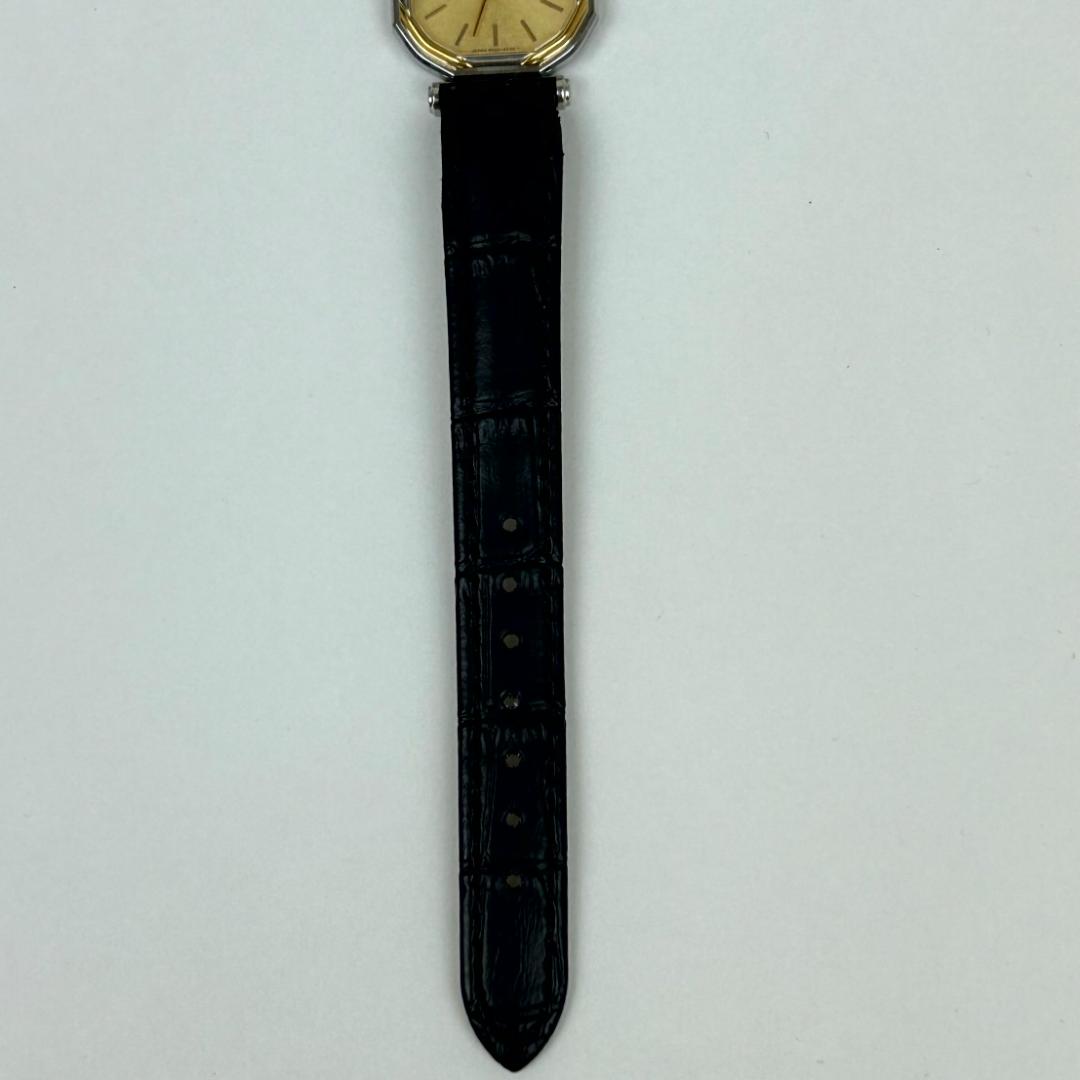 【良品・稼働品】クレドール 14金 ベゼル K14 金色文字盤　新品革ベルト