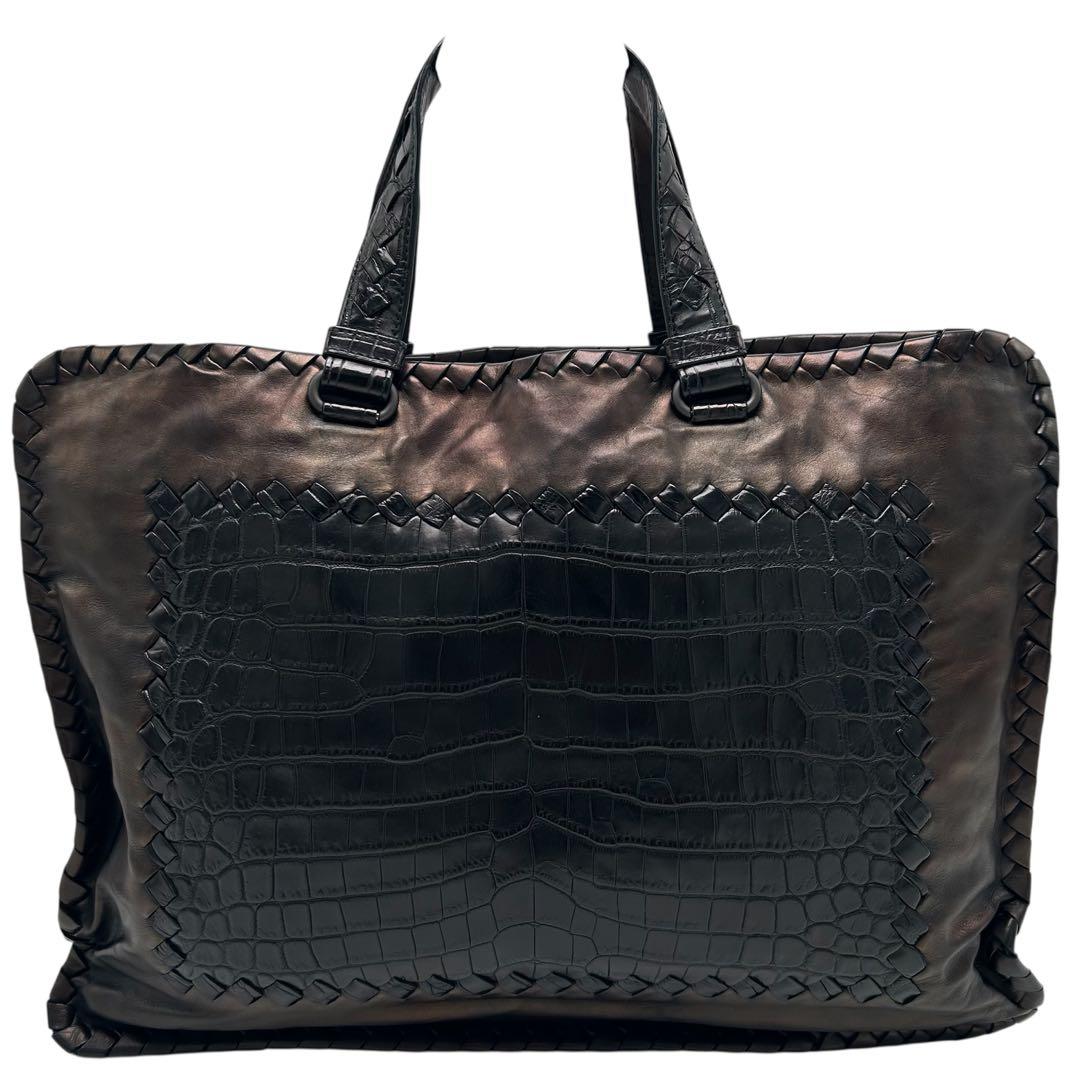 ボッテガヴェネタ ブリーフケース ビジネスバッグ イントレチャート クロコ 男性