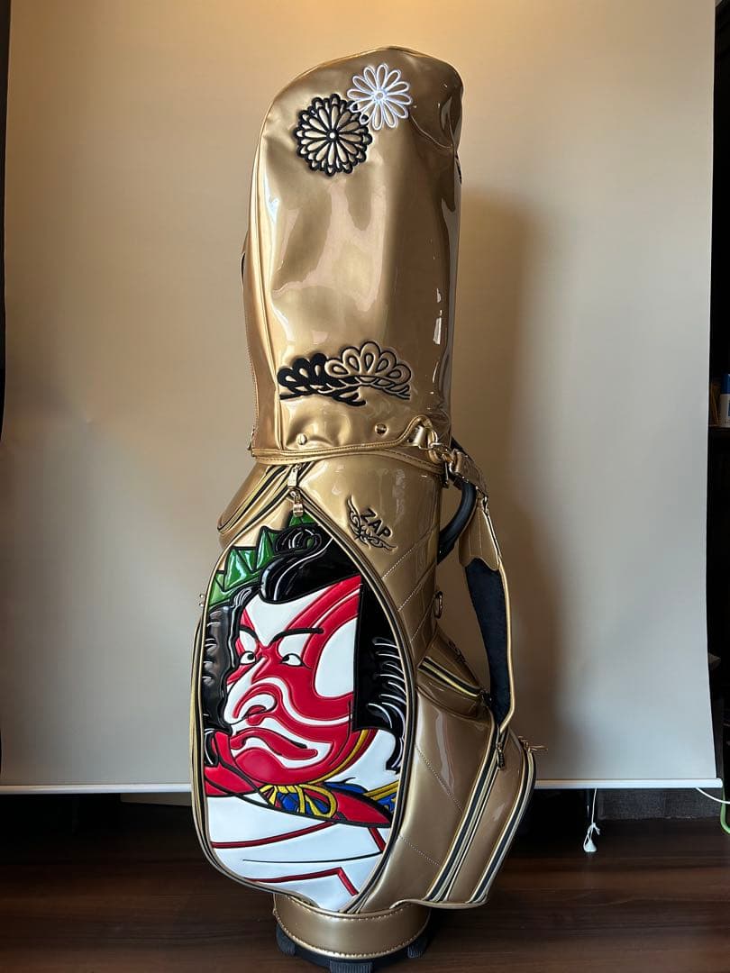 ザップZAPキャディーバッグ　歌舞伎画　ゴールド