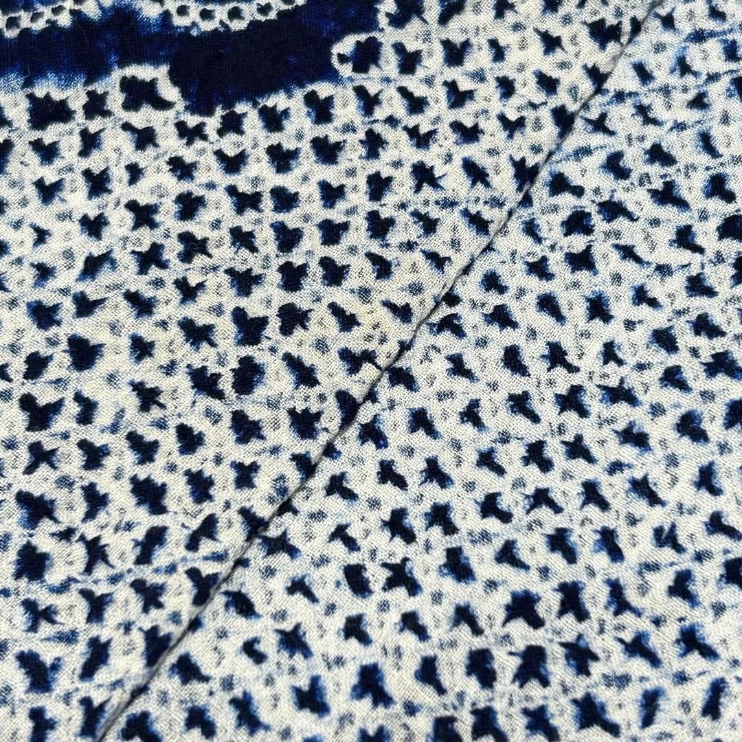 有松鳴海絞り　浴衣　葡萄　蔦の葉　裄66.5 紺　高級　洗える夏着物【Ａ5】