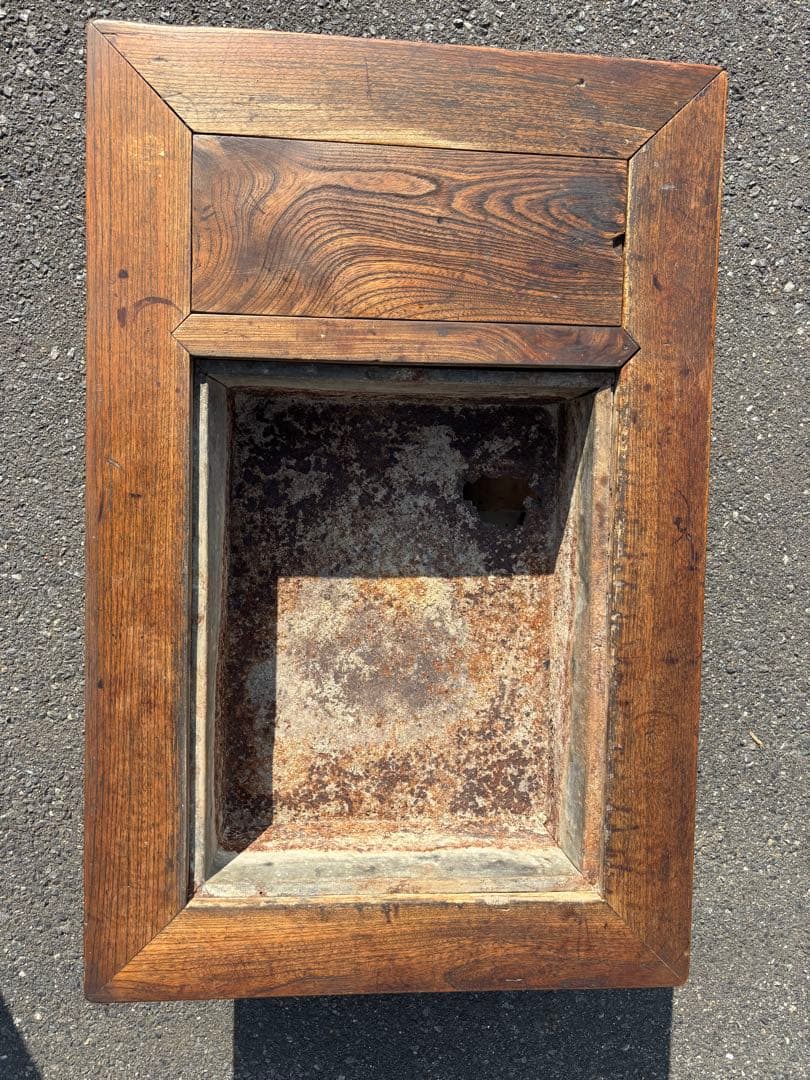 長火鉢　龍文堂酒燗器付　銅蓋　火箸付　囲炉裏座卓 引出し付き　灰付　当時物