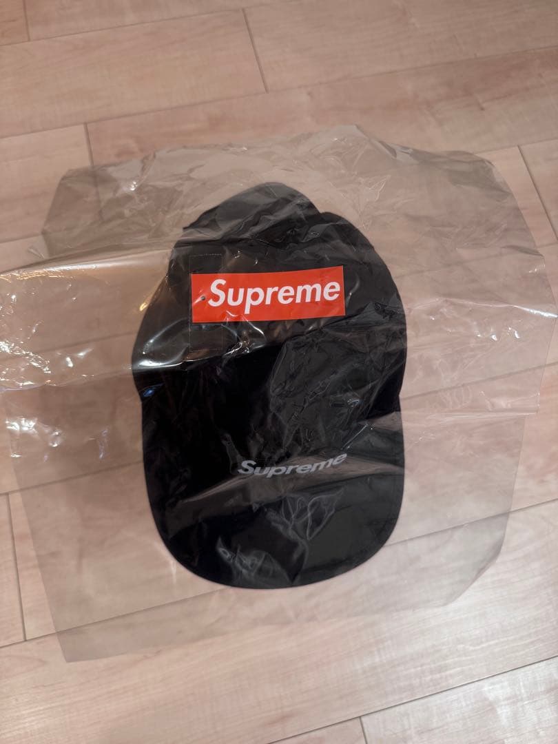 Supreme 黒 キャップ　- Waxed Ripstop Camp Cap