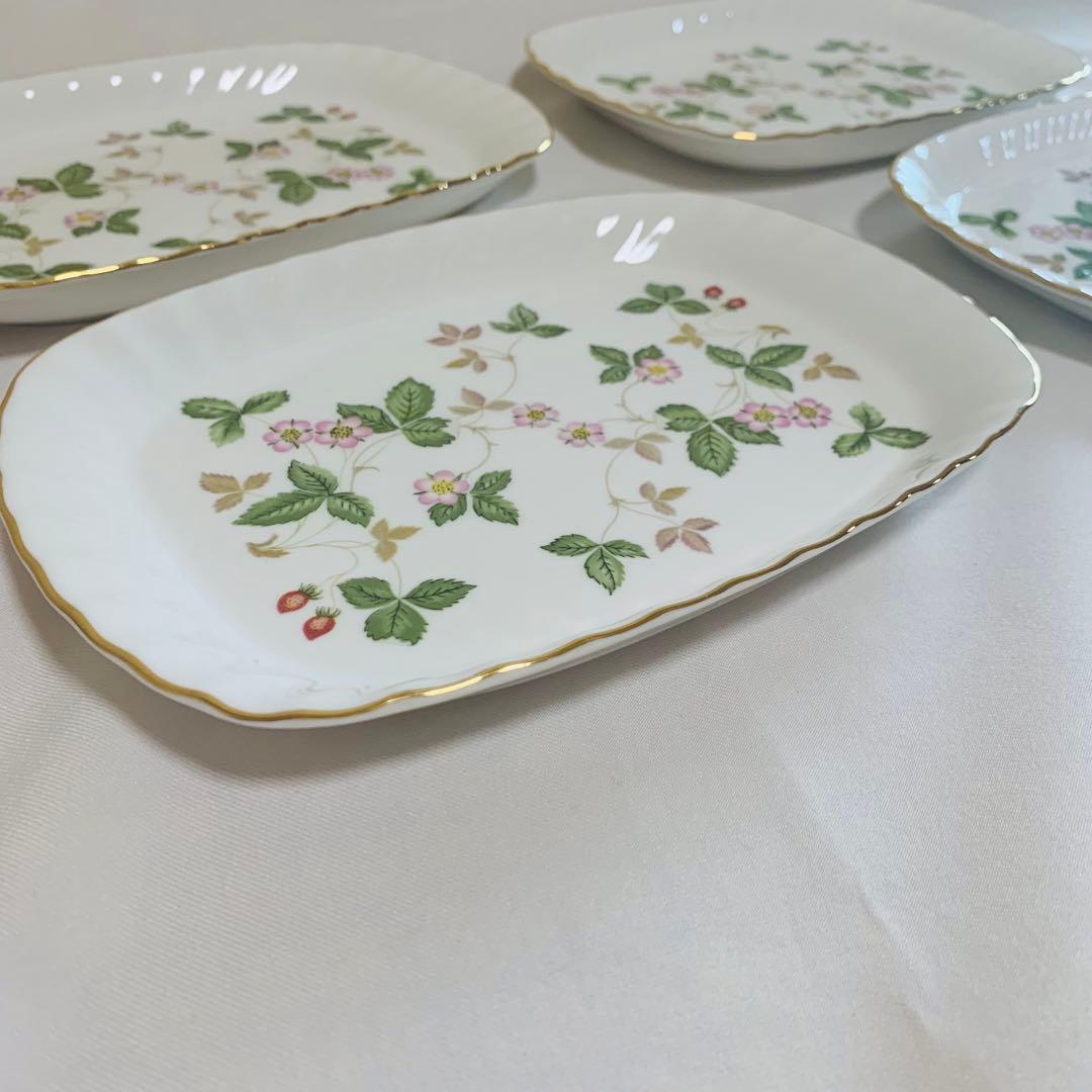 【美品】ウェッジウッド　ワイルドストロベリー　長角皿　4枚セット