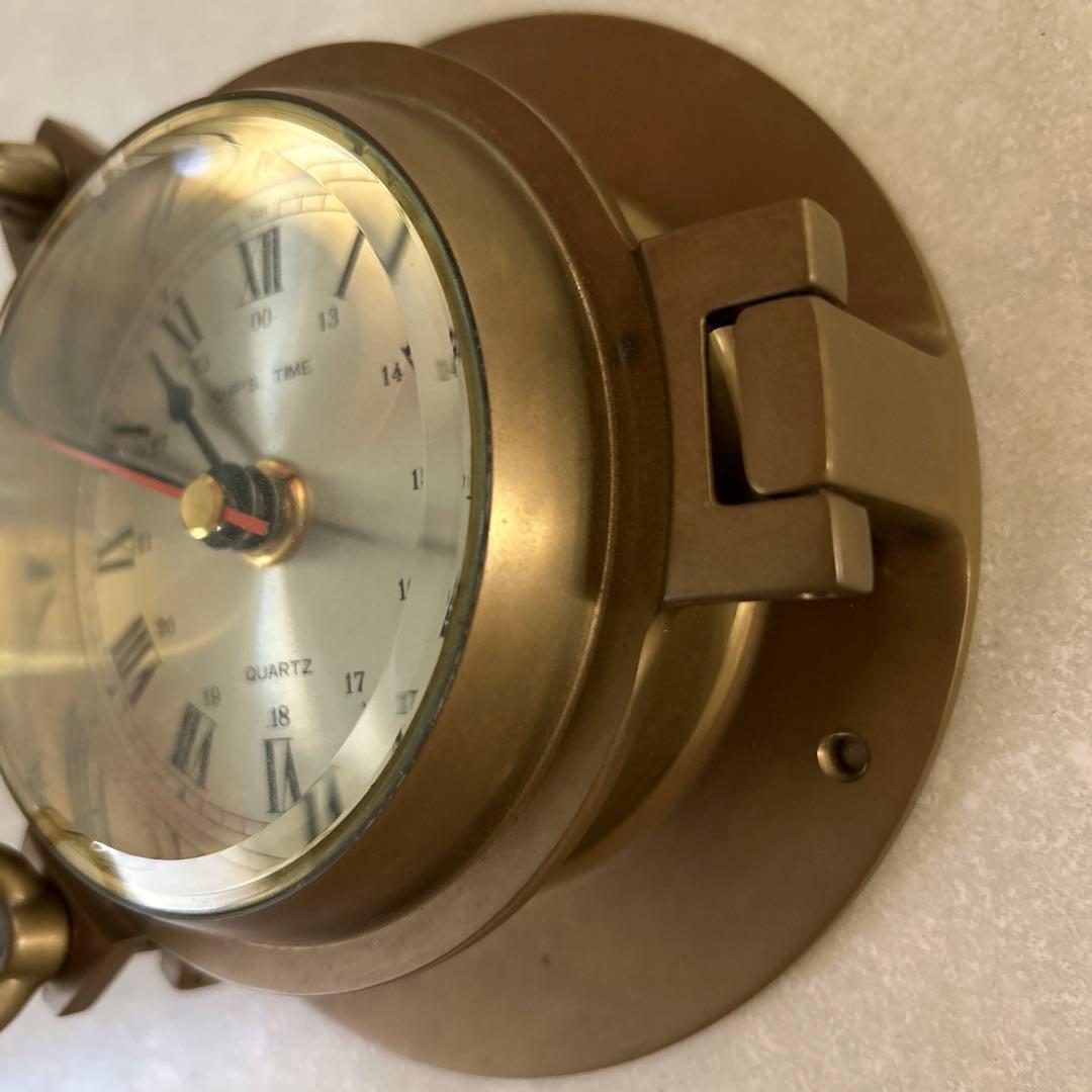 【最終価格早い者勝ち】真鍮製船舶掛時計 クオーツムーブメント