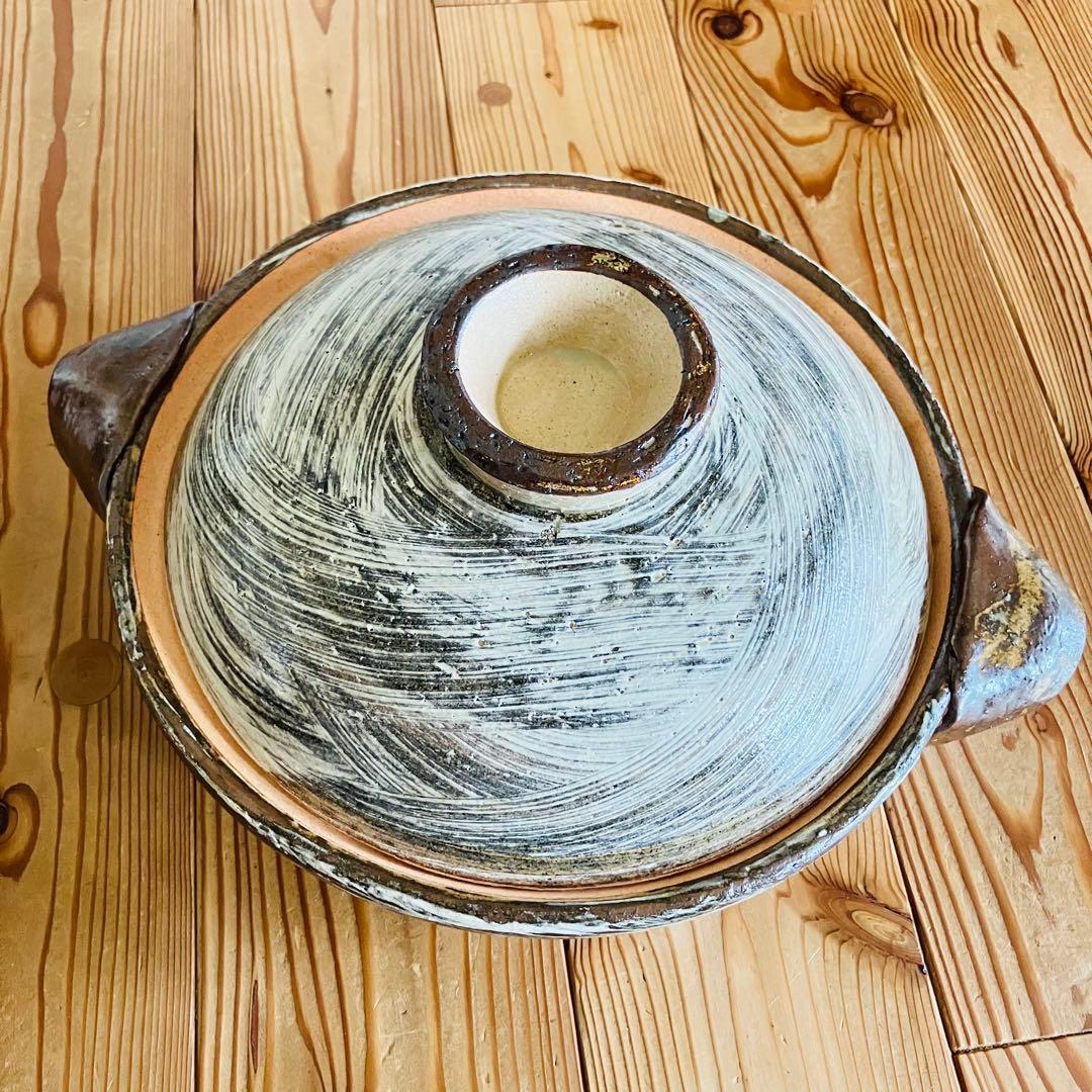 美品　伊賀土鍋 刷毛目 大 （約3～5人用）日本製 民芸