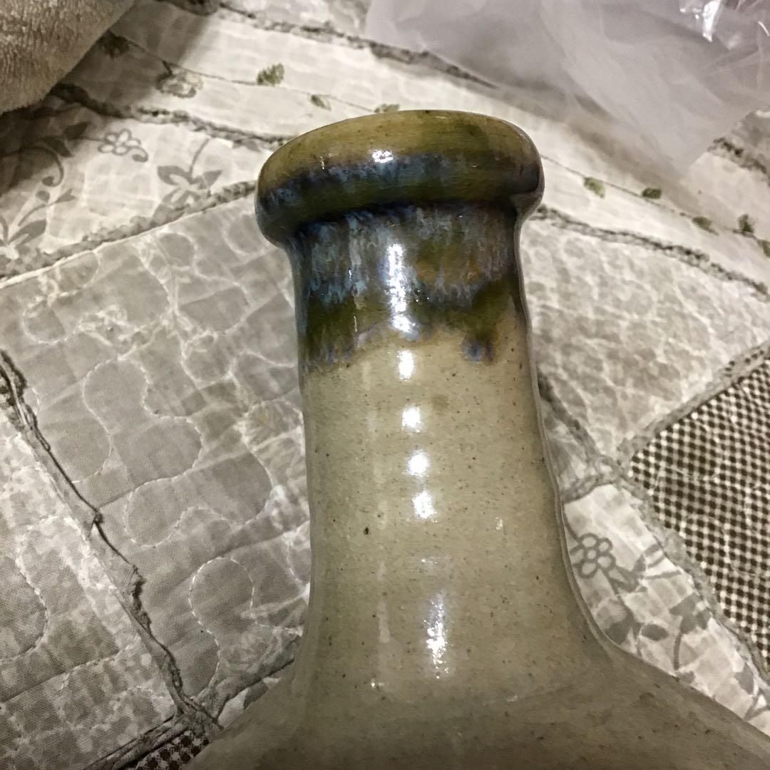 アンティーク 古 大堀相馬焼 首 緑釉 徳利