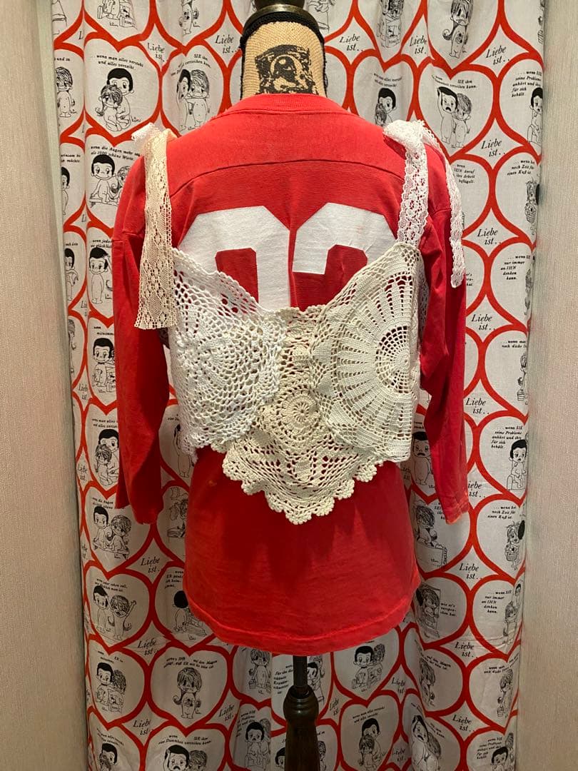 アンティークレース編みドイリーリメイクリボンキャミソール