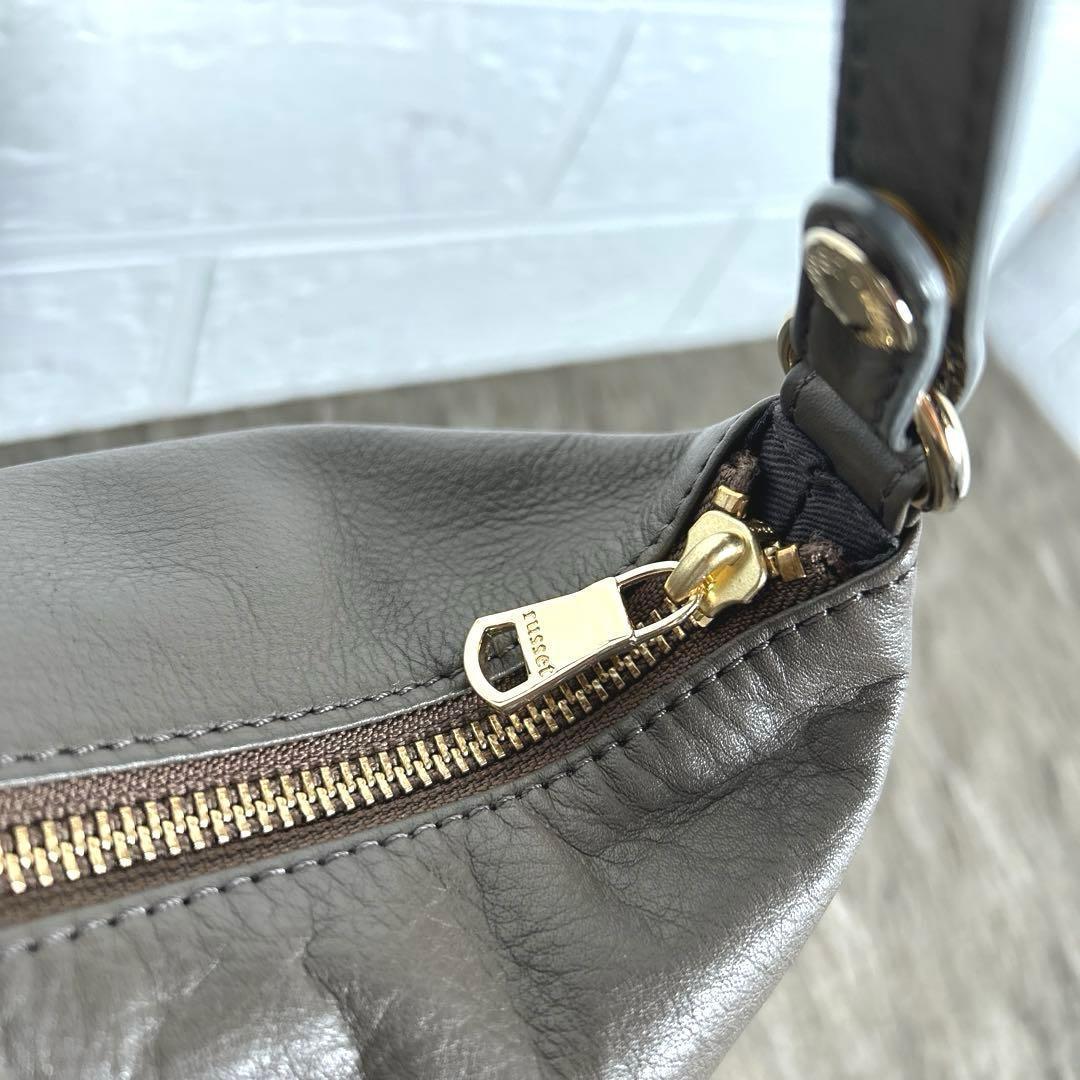 ラシット　RUSSET レザーショルダーバッグ　グレージュ　2way K1447