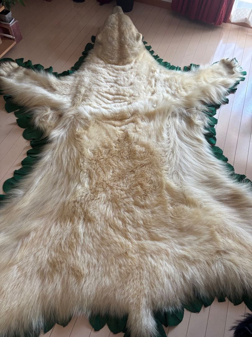 ホッキョクグマの剥製ラグ