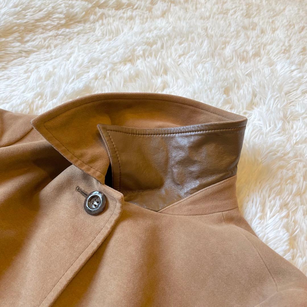 美品✨バーバリー ロンドン L相当 ウールコート 上質ショートコート レザー切替