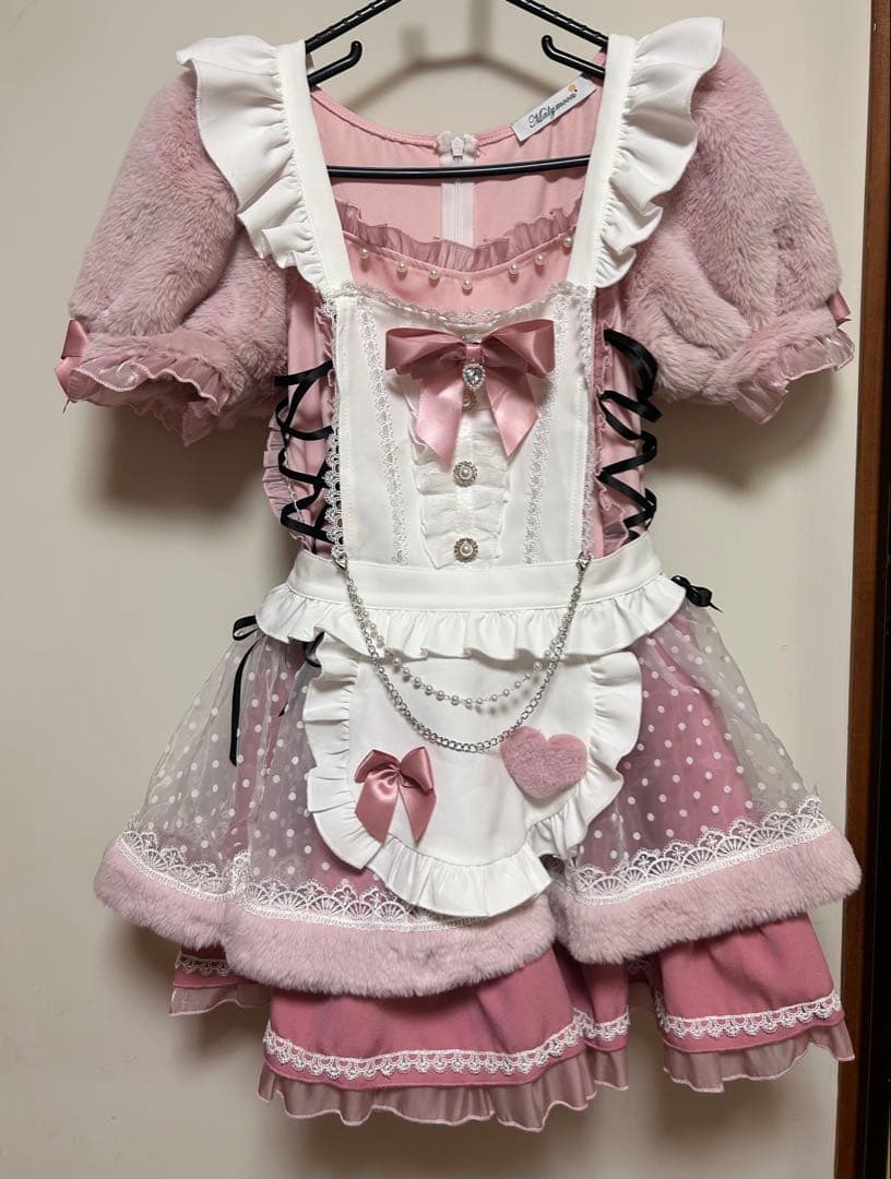 Malymoonマリームーン シュガードットシフォンピンクメイド