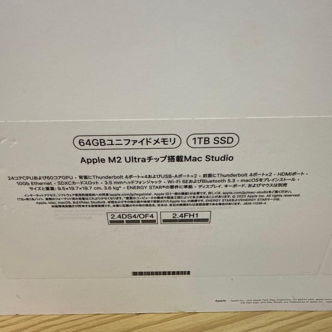 ミニPC Mac Studio MQH63J/A M2Ultra 64GB 1TB