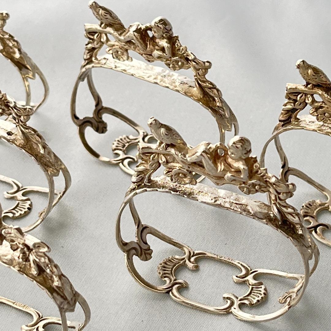 【ALBO】 天使と鳥 / 天童とリスのナプキンリング　6個【純銀】