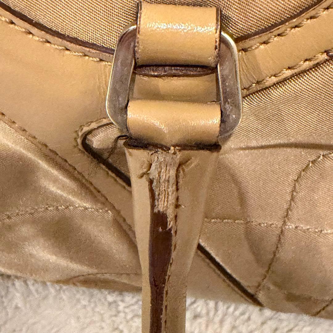 PRADA プラダ　ナイロンバッグ　革　カーキ　三角ロゴ　y2k 鑑定済み