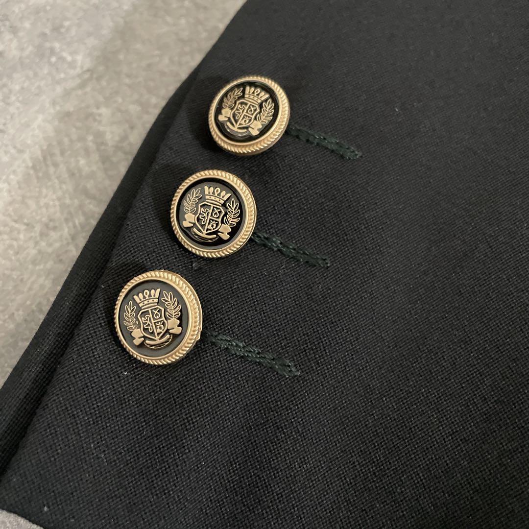 極上 漆黒ウール 黒金ボタン ダブルスーツ saint Laurentネクタイ