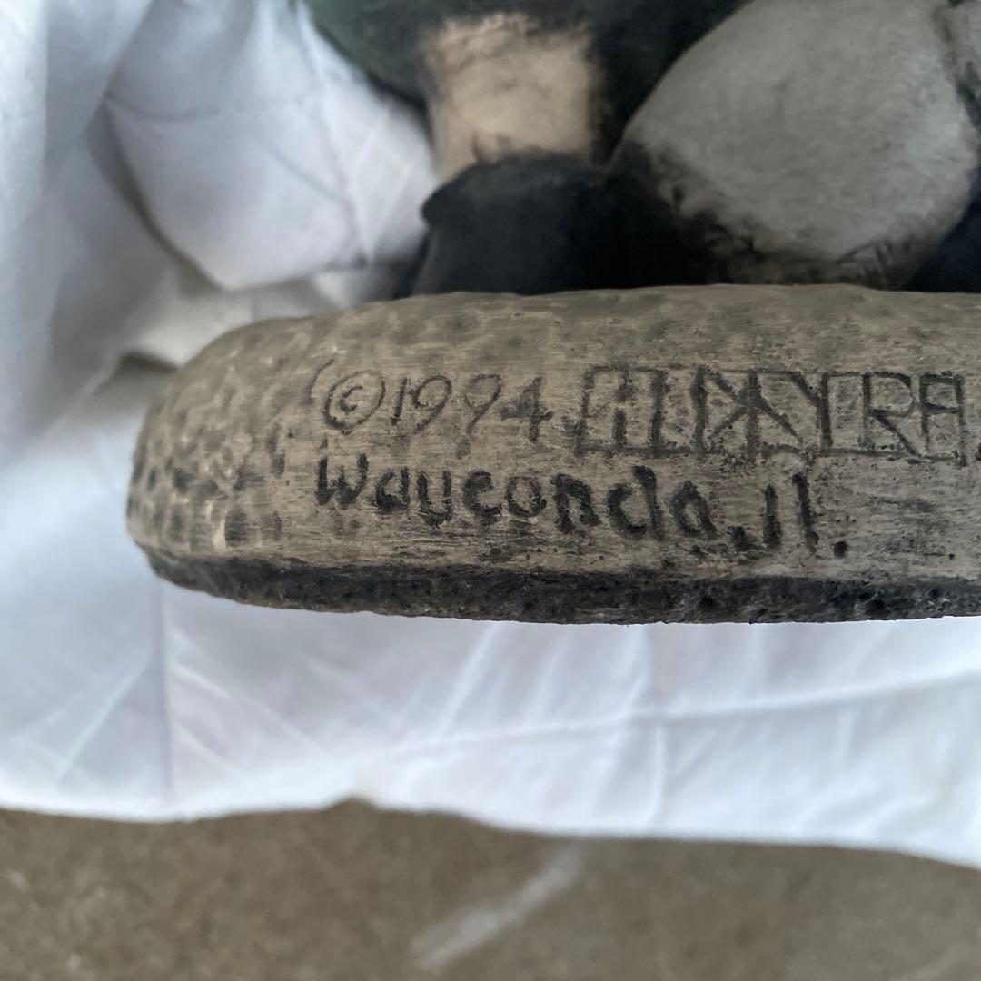 ドアストッパー　軍人の少年 置物 約45cm コンクリート　12kg