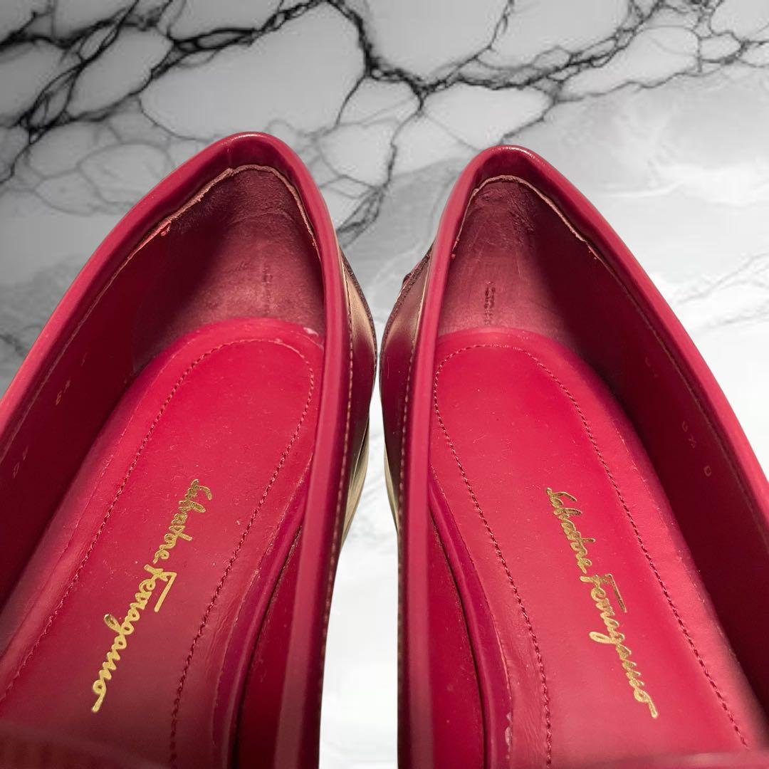 【サルバトーレフェラガモ】美品VIVA ヴァラリボン ローファー ワイン