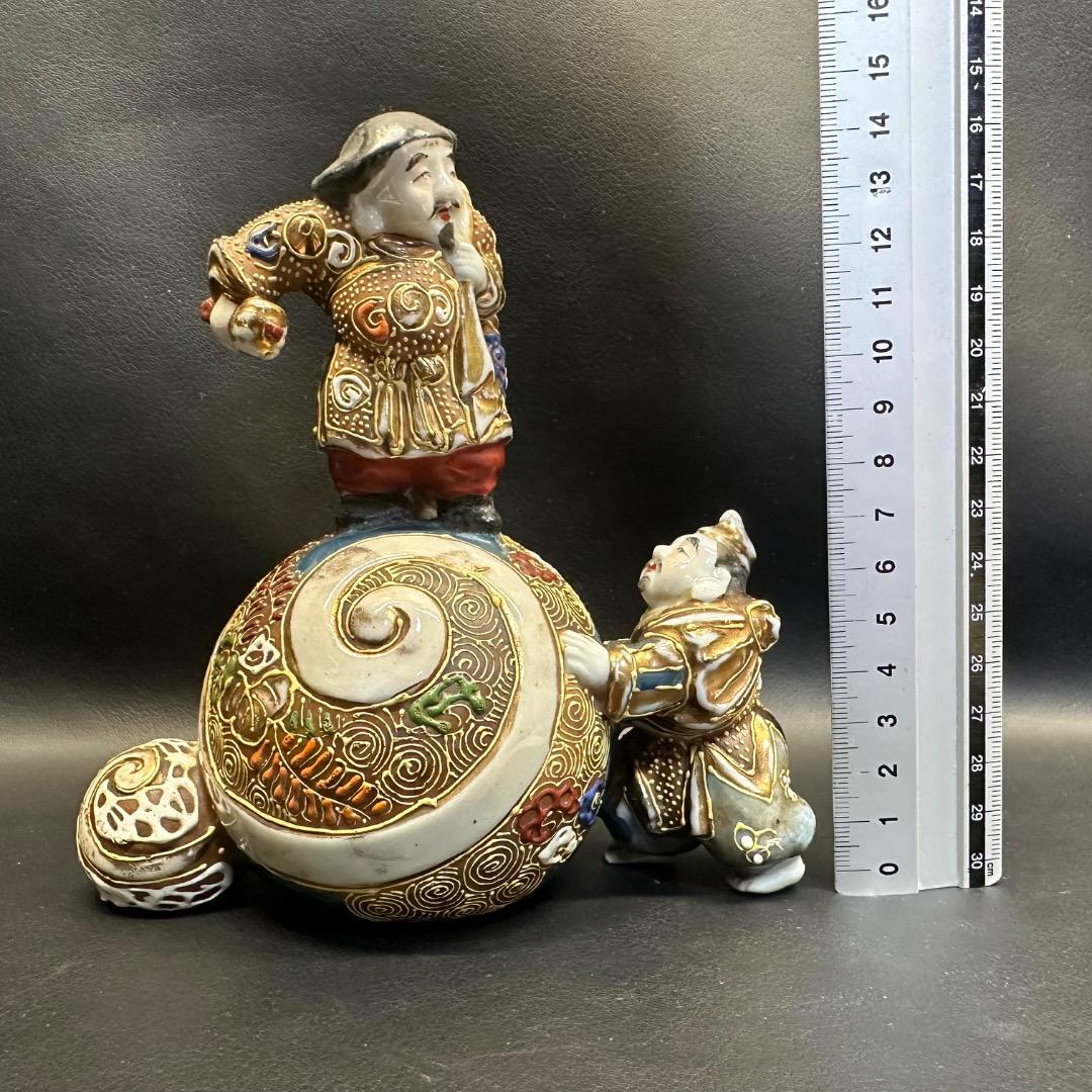 ♡Fa左1026 古九谷焼 恵比寿 大黒天 置物 アンティーク 七福神 縁起物