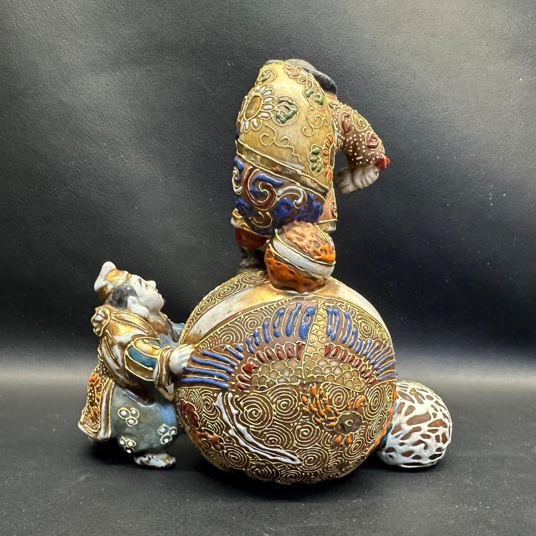 ♡Fa左1026 古九谷焼 恵比寿 大黒天 置物 アンティーク 七福神 縁起物