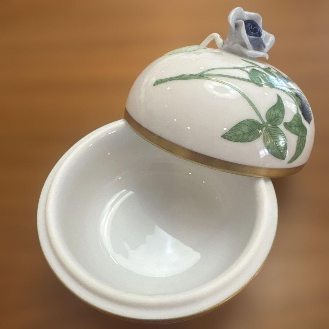 【新品未使用】ヘレンド　ウィーンの薔薇 ハーブガーデン ボンボニエール ブルー