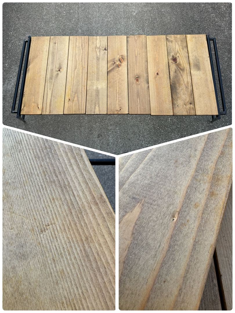 アイアン工房　アイアンテーブル　(太板)収納バック付