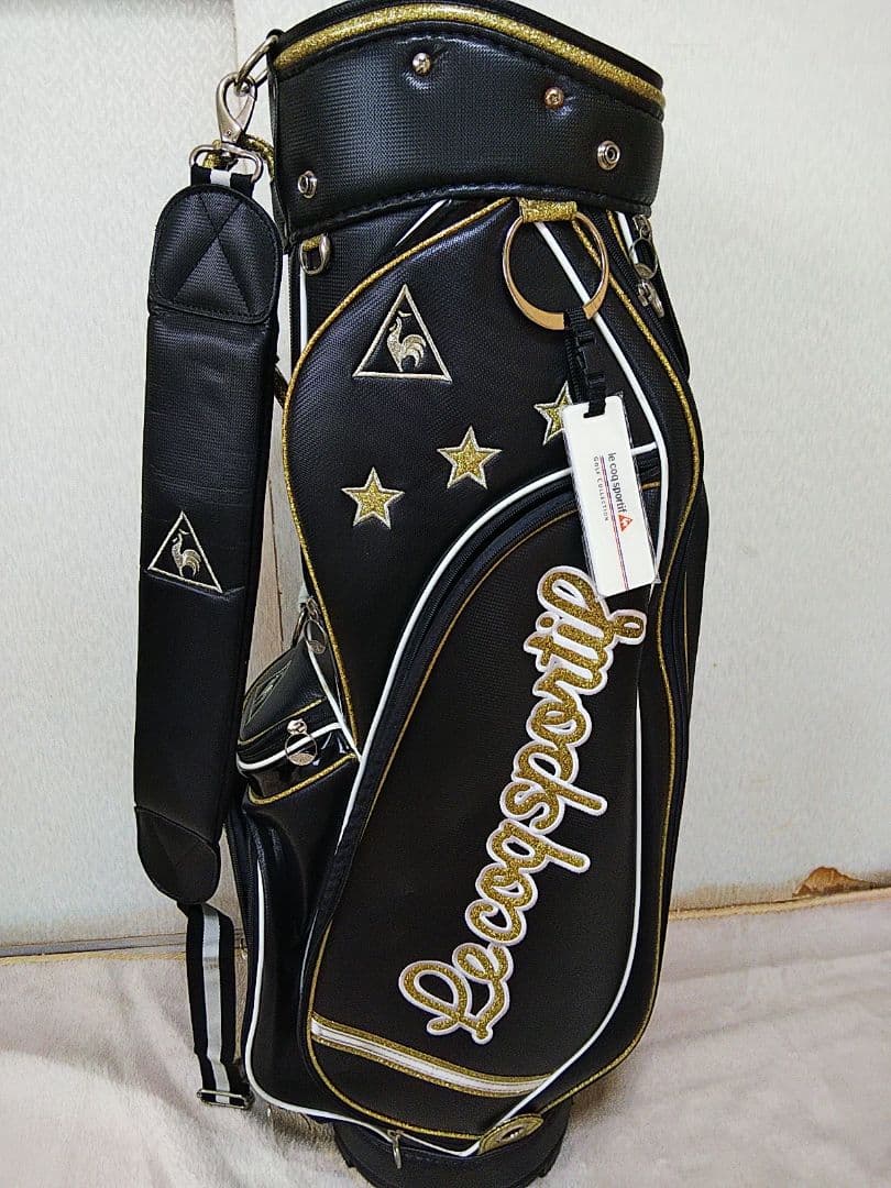 ルコック　レディース 黒と金文字のゴルフバック、黒