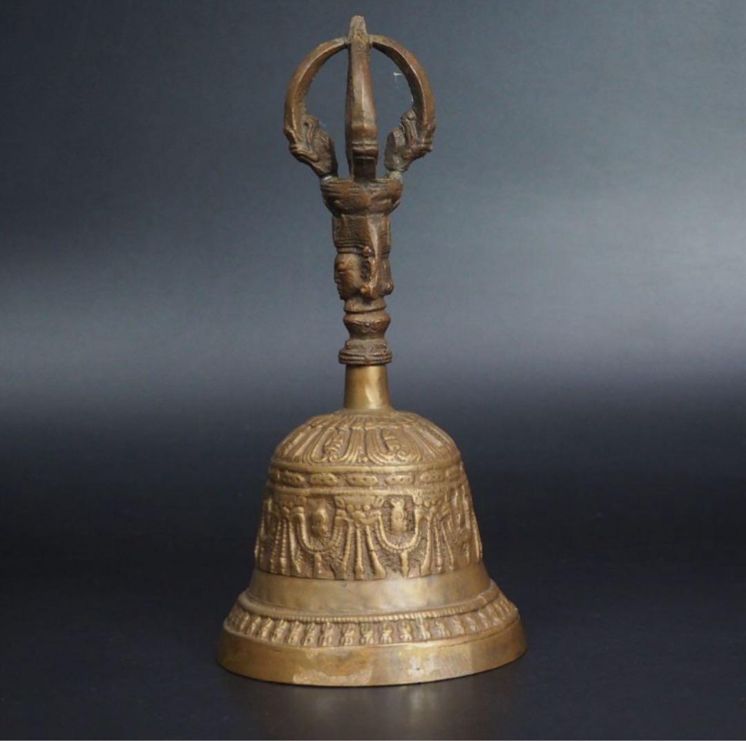 送料無料　密教法具 古銅五鈷杵金剛鈴　高さ20ｃｍ　仏教美術