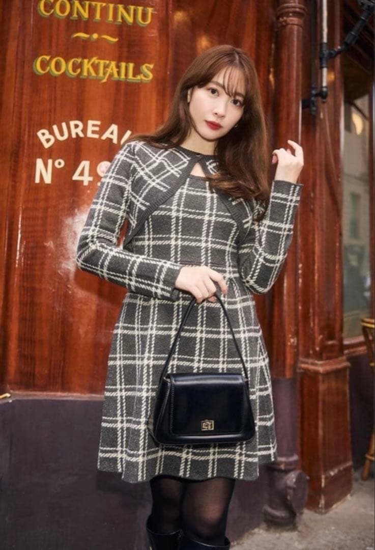 ワンピース Herlipto Pantheon Checked Knit Dress