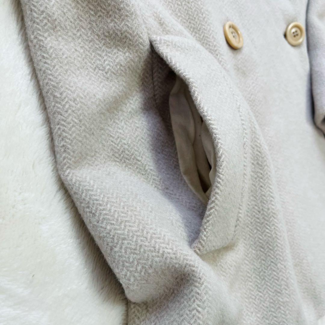 美品L✨マックスマーラ　マレーラ　ピーコート　カシミヤ混合　アイボリーベージュ