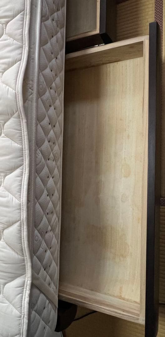 セミダブルベッド用木製ベッドフレーム　ヘッド&引出し付き