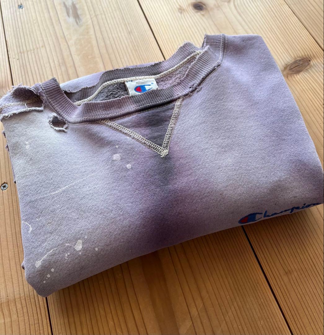 90's☆Champion☆超鬼フェード☆ペンキ☆ダメージボロスウェット