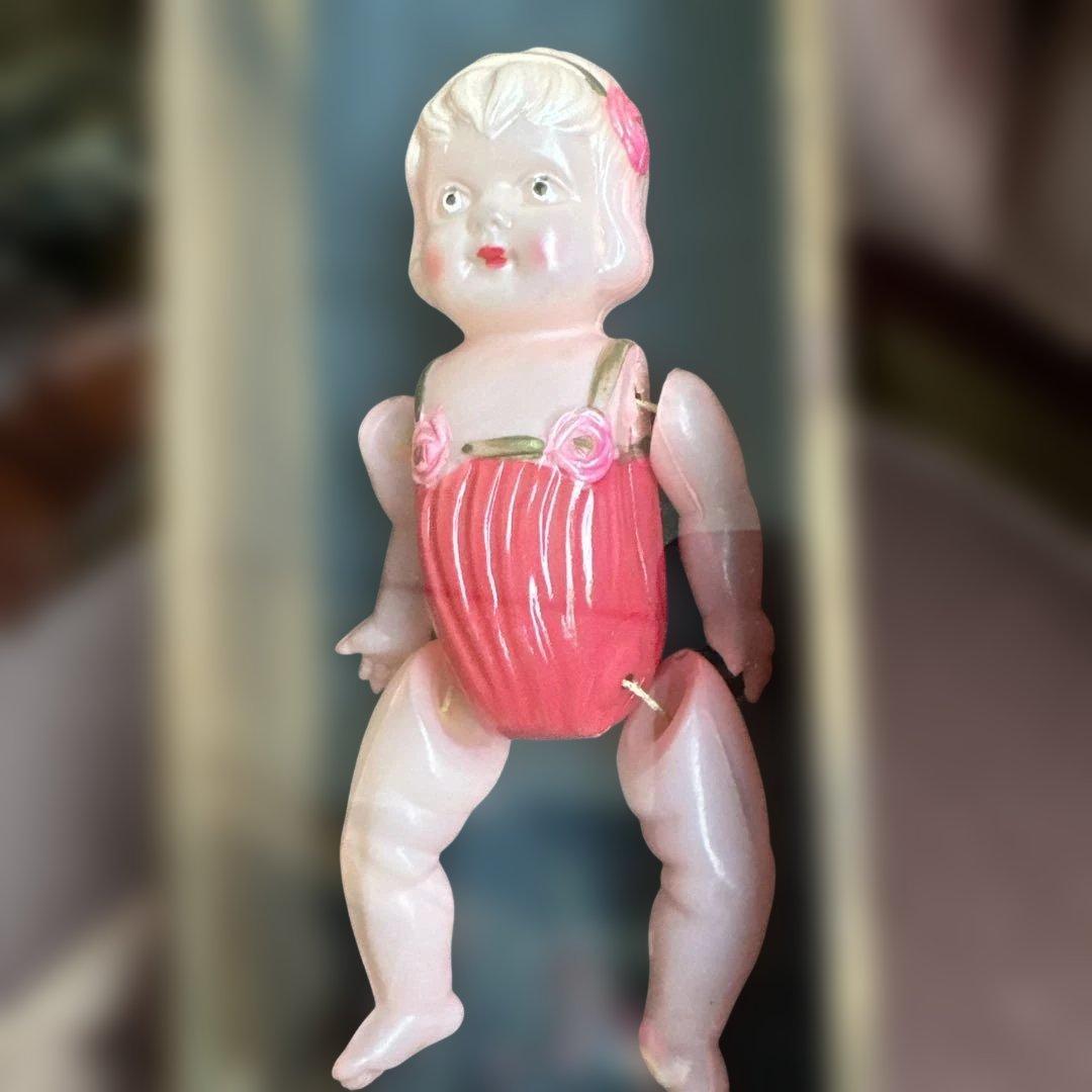 お値下げ❣️木箱入りヴィンテージ ピンク 赤ちゃん人形セルロイド