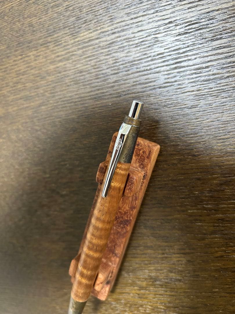 野原工芸 斑紋孔雀色 ハワイアンコアカーリー 固定式口金付属 MP シャーペン