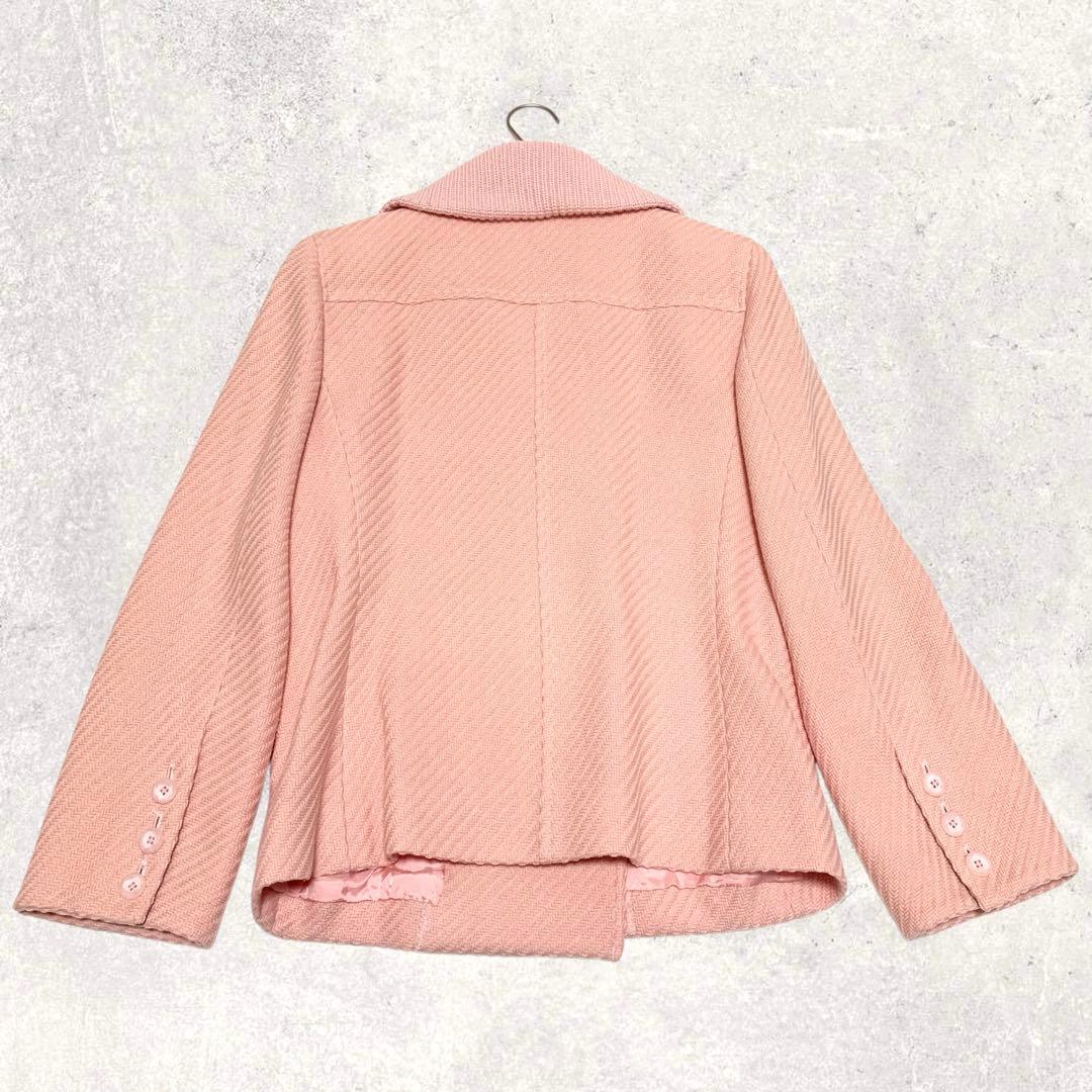 レオナール　ヘリンボーン　カシミヤ混　ニット　ジャケット　9号