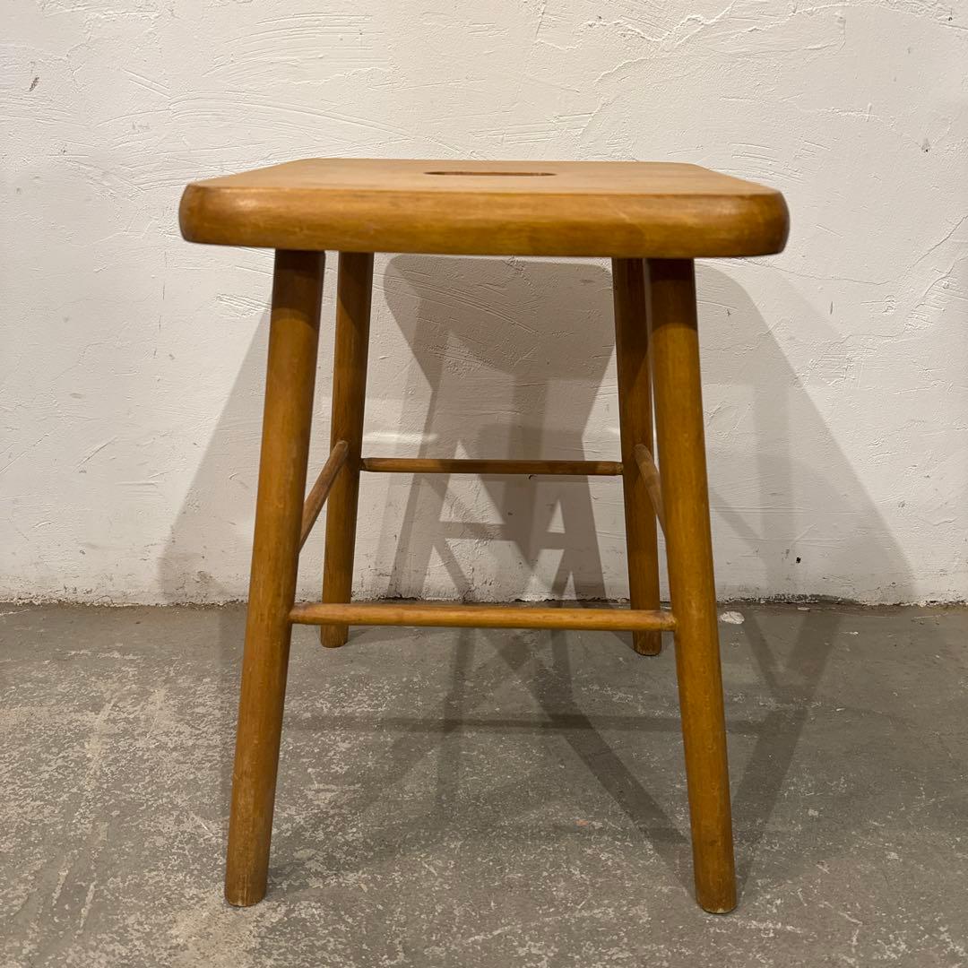 ヴィンテージ　木製サイドテーブル　　スツール　スクエア