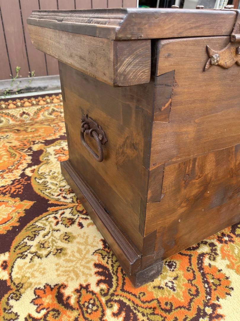 コファ ローテーブル 収納 ベンチ アンティーク ビンテージ インテリア 木彫り