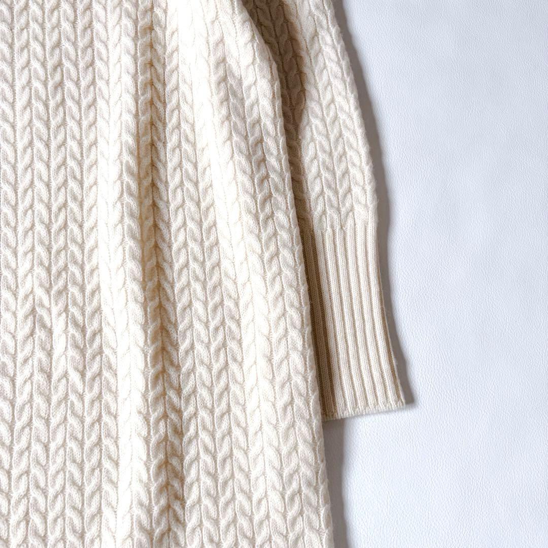 可愛い♡ルネ ウールカシミヤ ケーブルニットワンピース タートルネック リブ S