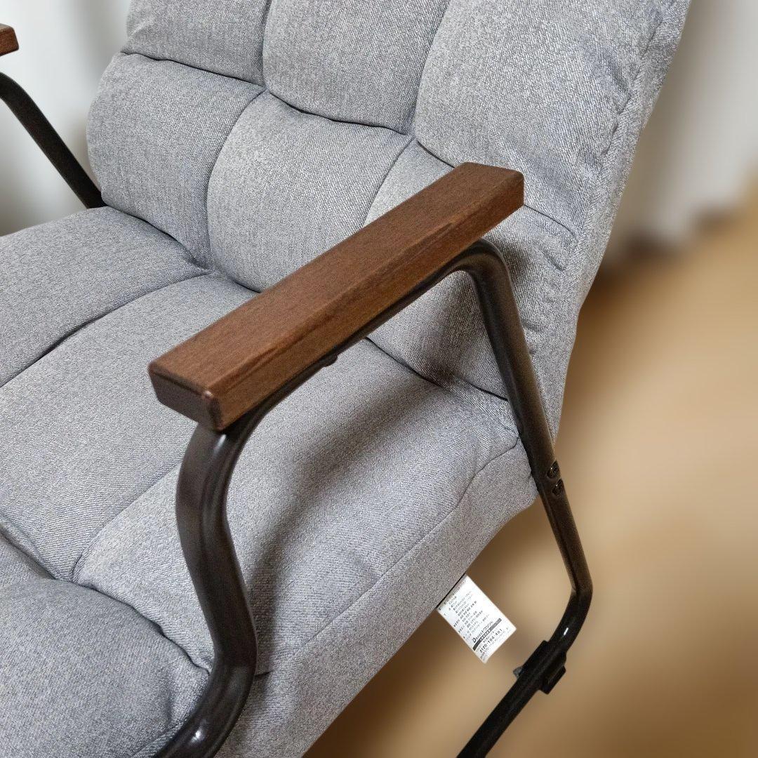 リクライニング機能付き　グレー　ソファ　一人掛けチェア