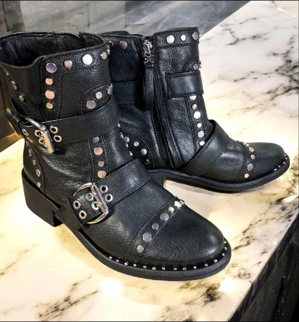 サムエデルマン　レザーブーツ スタッズ　レディース 24.0 ブラック黒