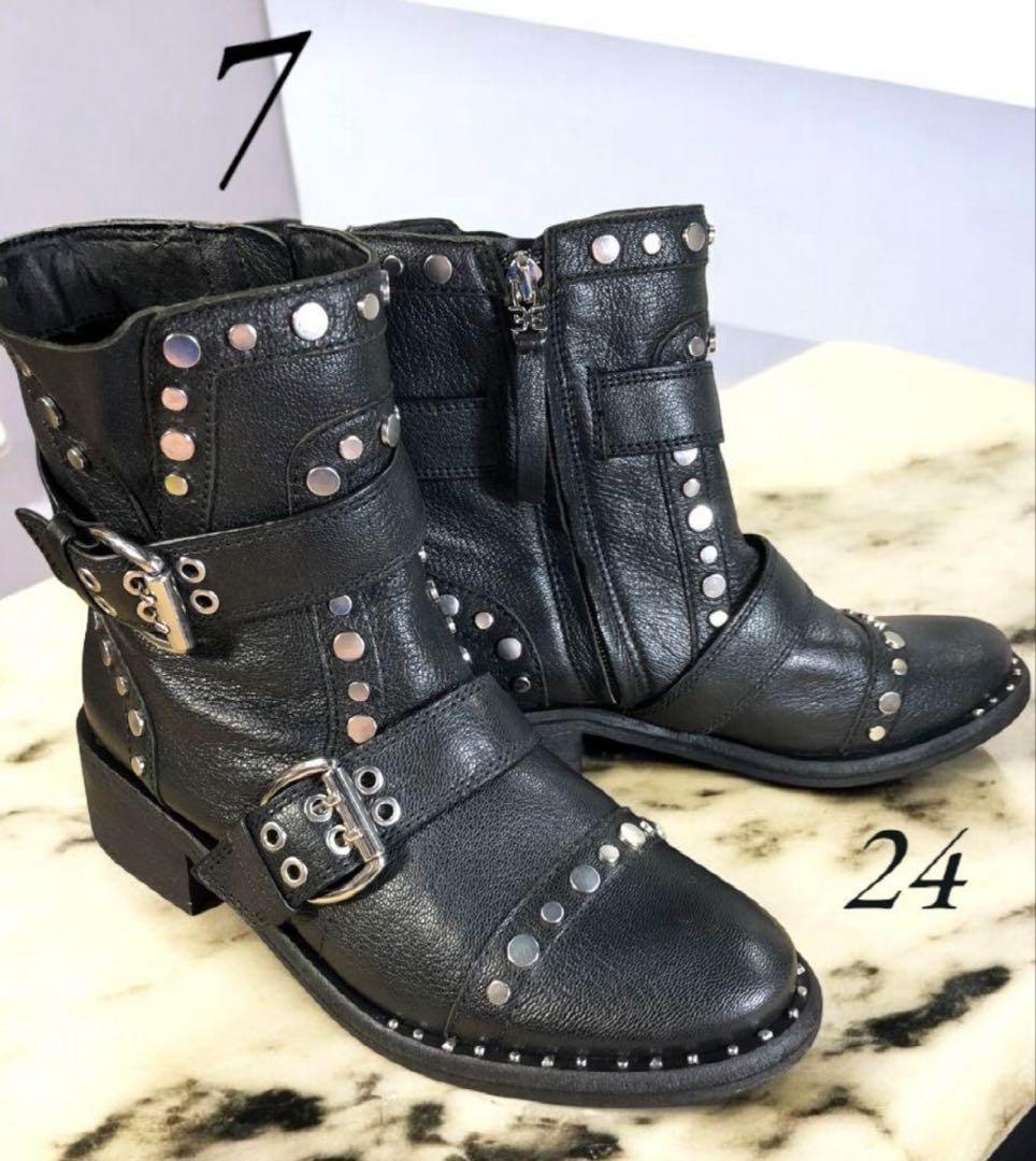 サムエデルマン　レザーブーツ スタッズ　レディース 24.0 ブラック黒